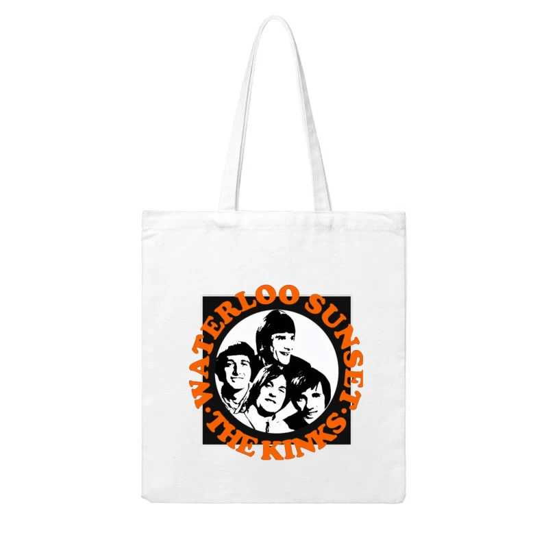 Vintage The Kinks Band Album Cover with Orange Text Cotton Tote Bag