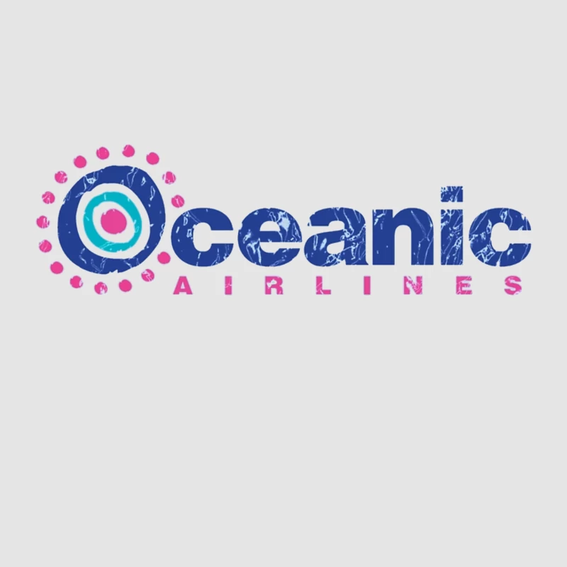 Oceanic Airlines Vintage-Style Logo Design with Blue and Pink Color Scheme Female Pullover Hoodie