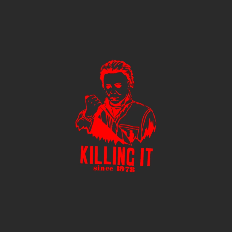 Iconic Red Illustration of Michael Myers: Horror Movie Pop Art Baseball Cap
