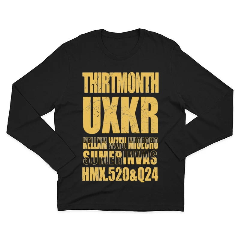 Rätselhafte Typografie auf zerkratztem Hintergrund Herren Langarm T-Shirt