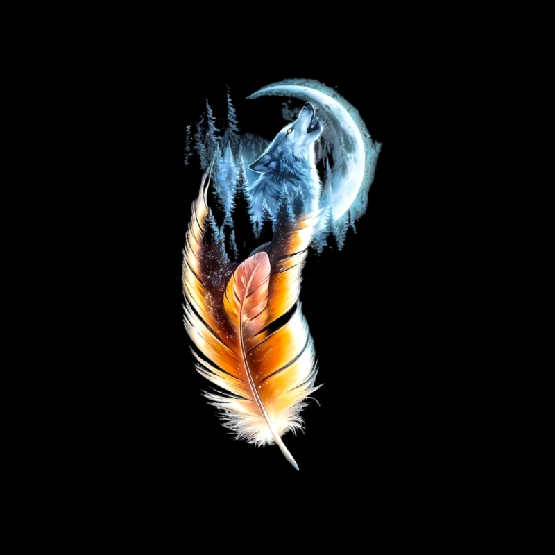 Fantasy Wolf Howling at the Crescent Moon Mouse Pad