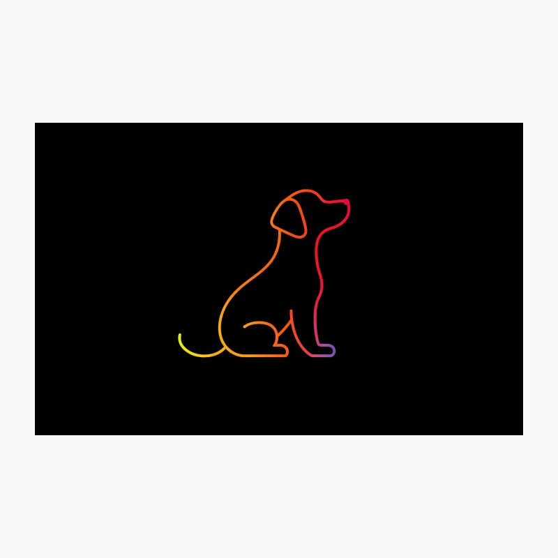 Minimalist Colorful Gradient Line Art of Sitting Dog Travel Mug
