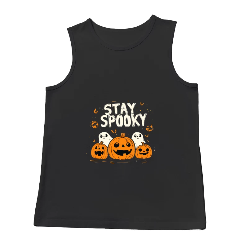 Spooky Halloween Pumpkins and Ghosts Illustration Male Tank Top