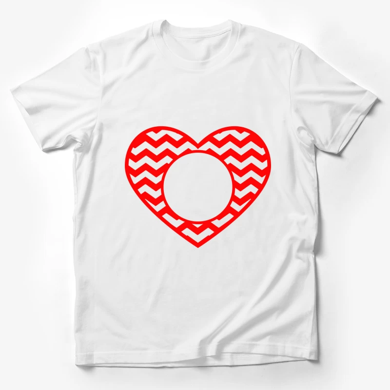 Cœur à zigzag rouge avec cercle Homme T-Shirt