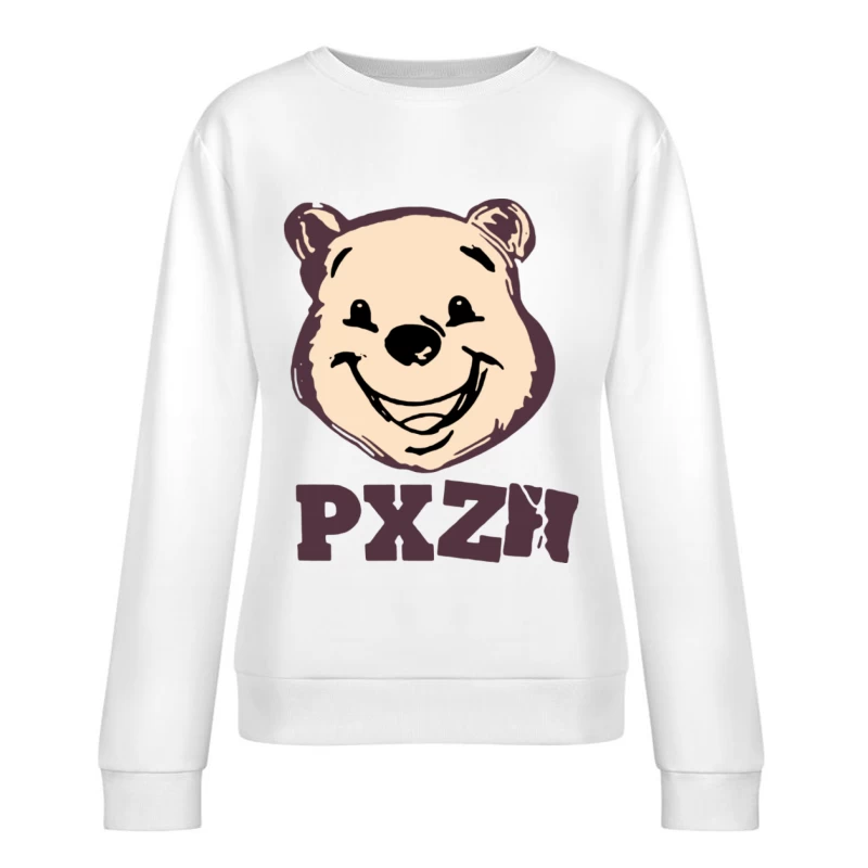 Lächelndes Bärengesicht mit Buchstaben PXZI Damen Pullover Sweatshirt