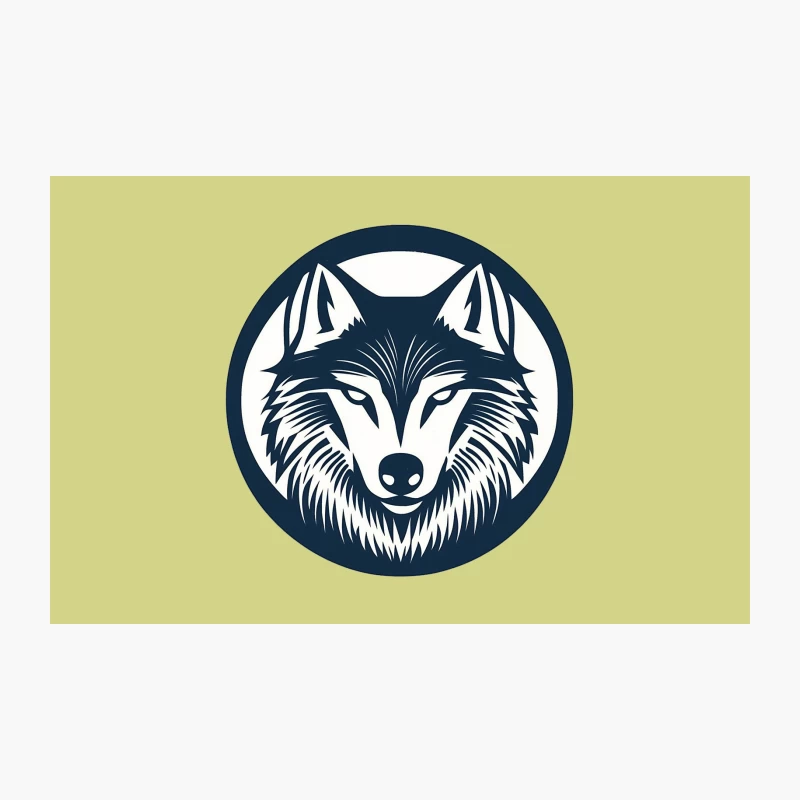 Circular Wolf Head Logo Emblem Travel Mug