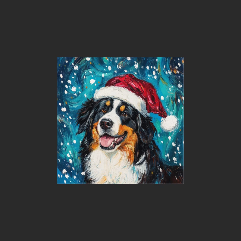 Festive Bernese Mountain Dog Portrait in Santa Hat with Snowy Background Baseball Cap