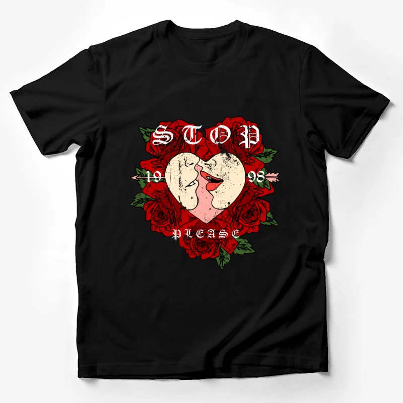 Design romantique avec cœur et roses Homme T-Shirt