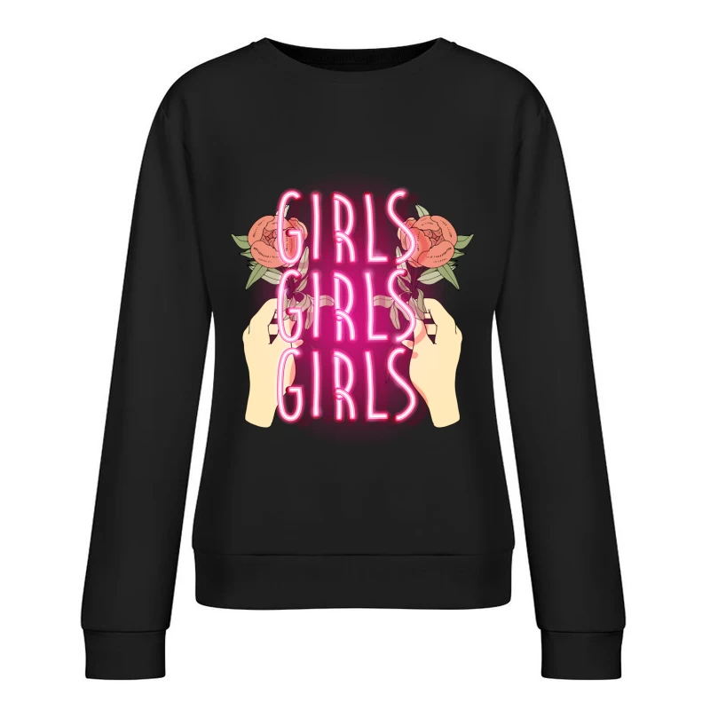 Néon rose avec fleurs et mains Femme Sweat-shirt à enfiler