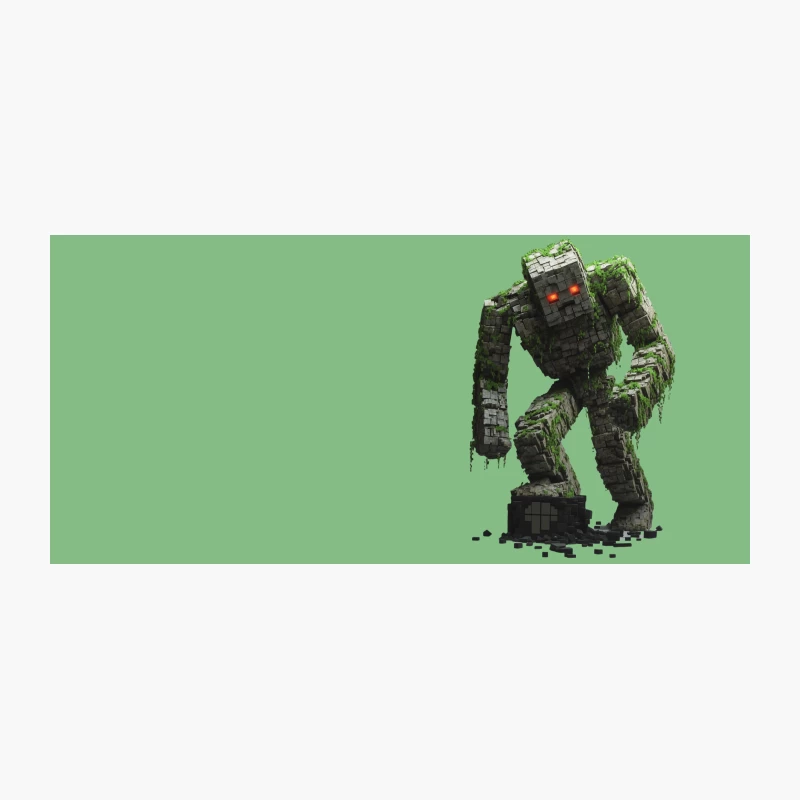 Mossy Stone Golem: Ancient Fantasy Construct with Glowing Eyes Coffee Mug