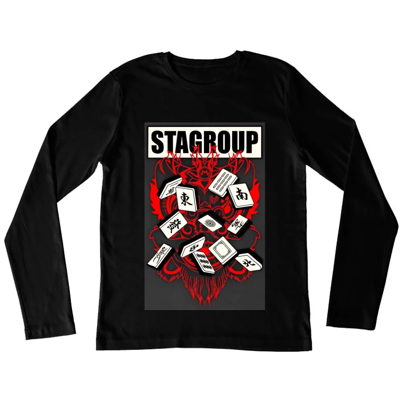 Mahjong und Drachenkunst Damen Langarm T-Shirt