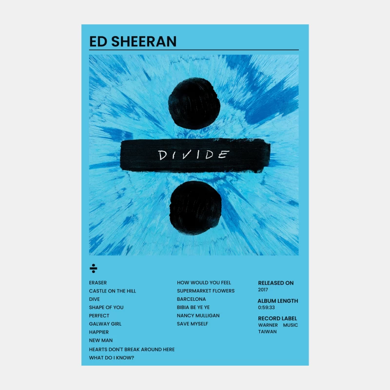 Ed Sheeran's Divide Album Cover and Tracklist Male Tank Top