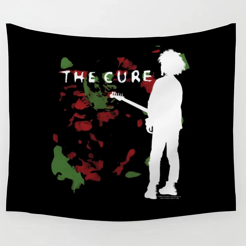 Abstract Silhouette with Red and Green Graffiti Art Tapestry