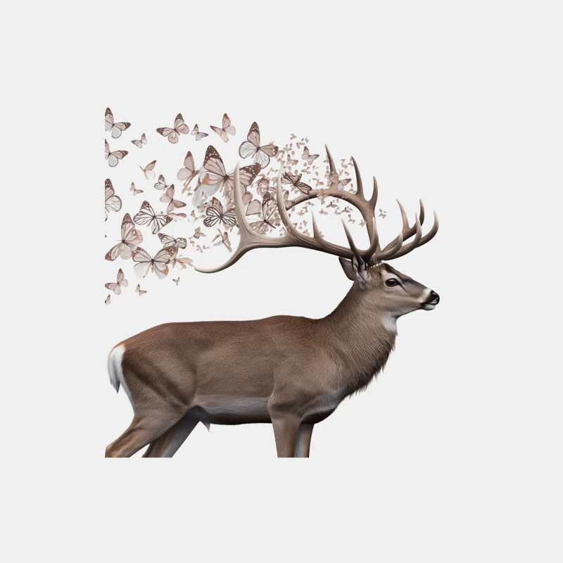 Surreal Deer with Butterfly Antlers: A Wildlife Art Fusion Male Tank Top