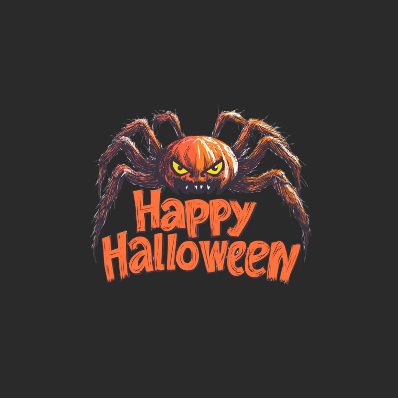 Creepy Halloween Pumpkin Spider Illustration Baseball Cap