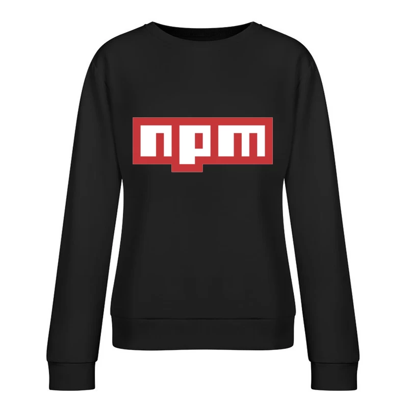 NPM (Node Package Manager) Logo in Red and White Female Pullover Sweatshirt