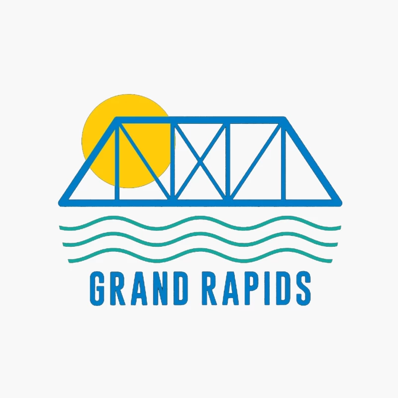 Grand Rapids City Logo with Bridge and Water Design Cotton Tote Bag