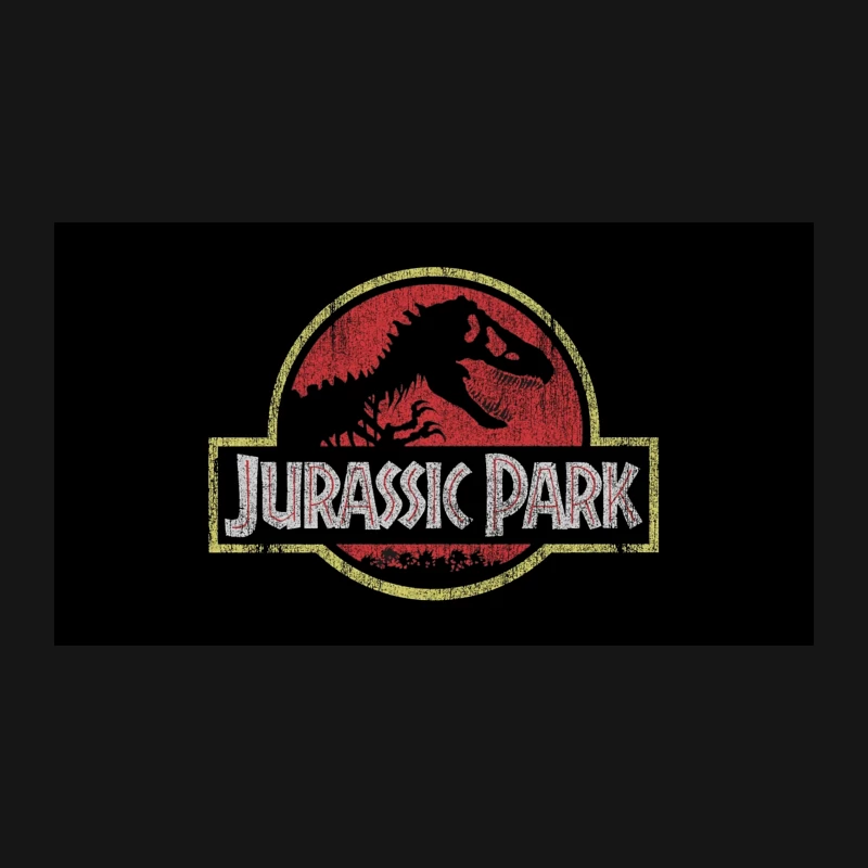 Iconic Jurassic Park Logo with T-Rex Skeleton Desk Mat