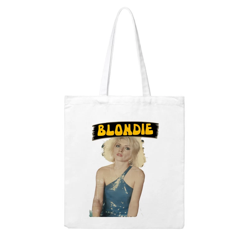 Vintage Blondie Band Promotional Portrait in Blue Dress Cotton Tote Bag