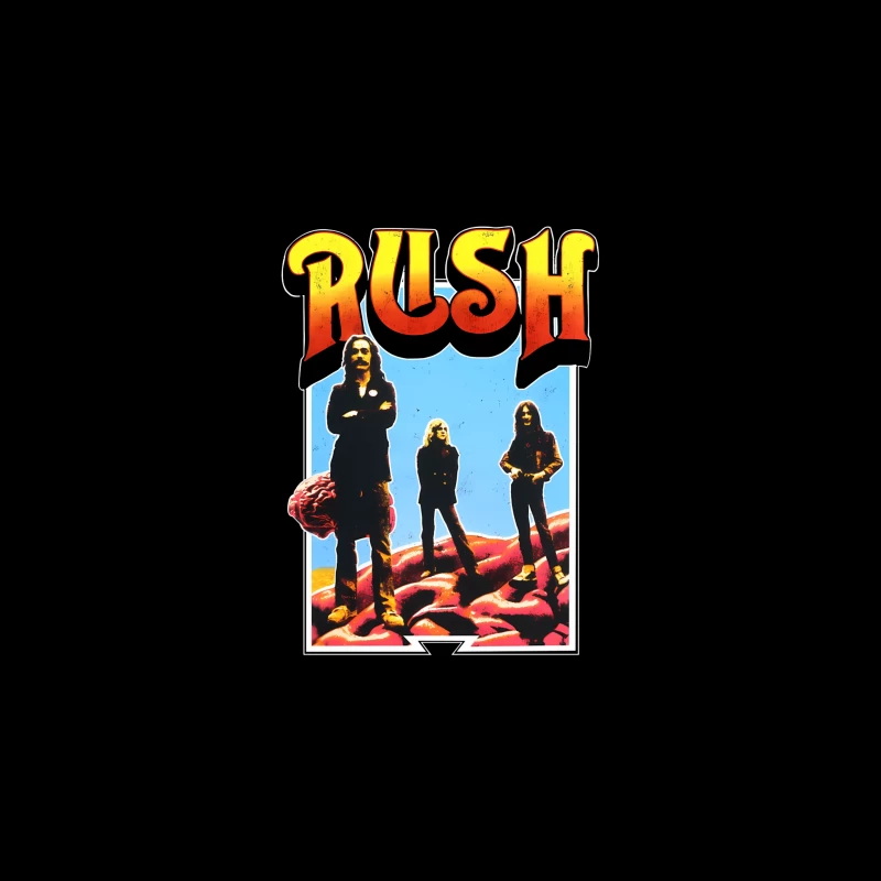 Retro Rush Rock Band Promotional Poster from the 1970s Desk Mat