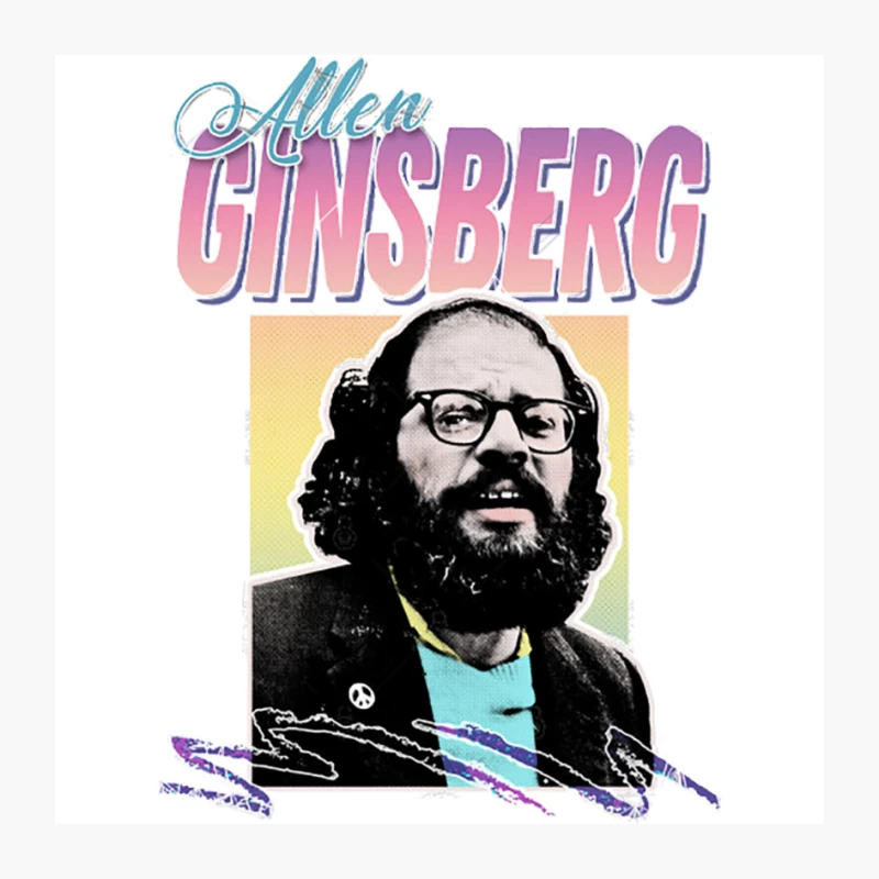 Allen Ginsberg 80s Style Aesthetic Tribute Design Pin
