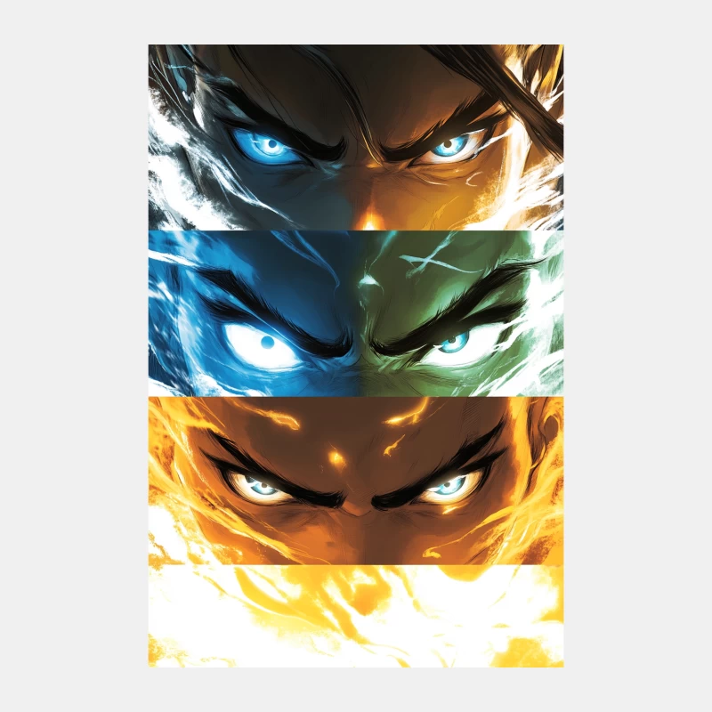 Elemental Anime Eyes: Fire, Water, and Earth Male Tank Top