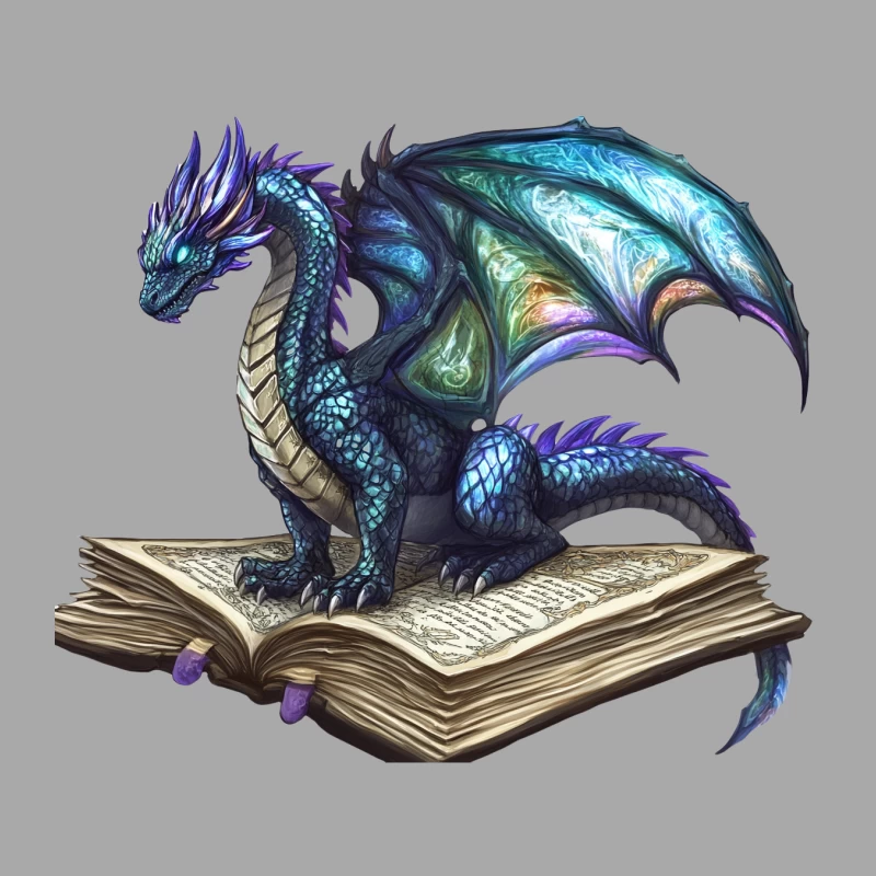 Magical Dragon Reading Ancient Book Male Pullover Hoodie