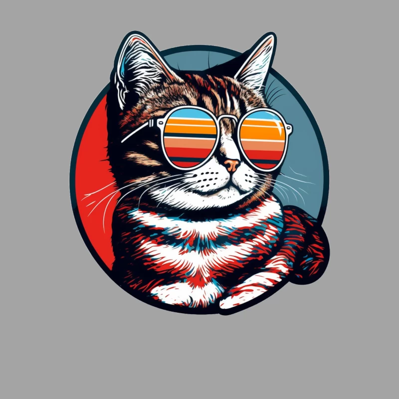 Cat sunglasses cool retro stylized illustration animal pop art Female T-Shirt