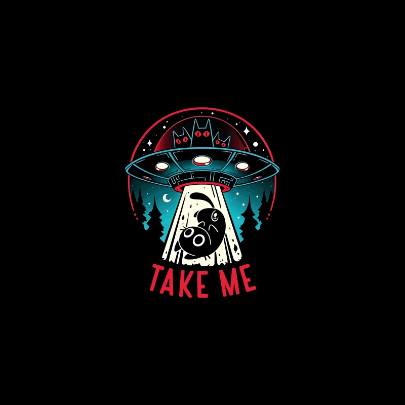 Take Me – UFO & Cat Abduction Whimsy Desk Mat