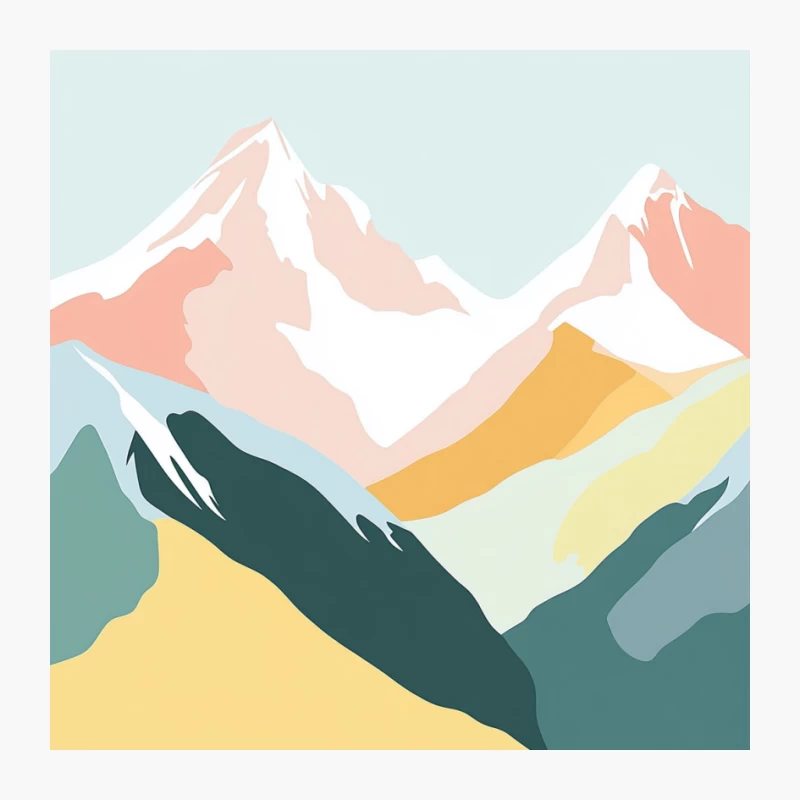 Pastel Abstract Mountain Landscape Illustration Pin