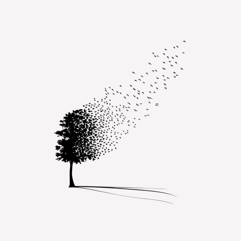 Tree Silhouette Transforming into Flying Birds Female T-Shirt