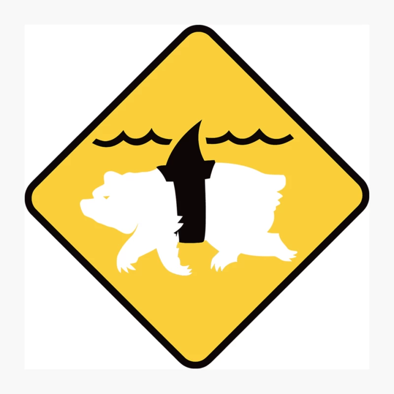 Unusual Wildlife Warning: Polar Bear with Shark Fin Pin