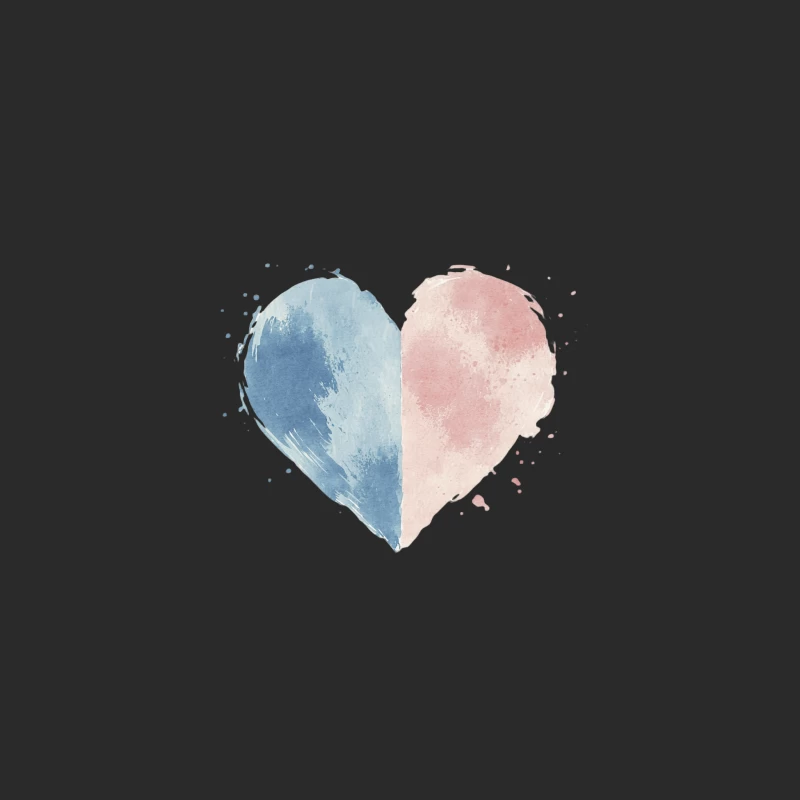 Pastel Watercolor Heart: Blue and Pink Romance Baseball Cap