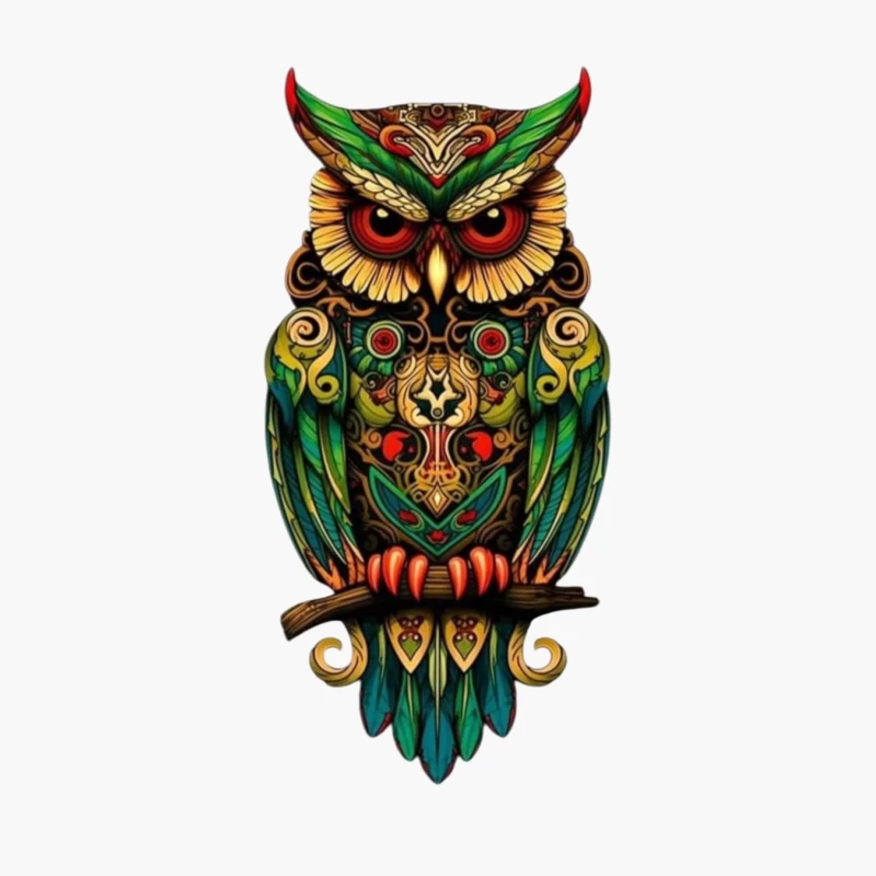 Colorful Owl Art Cotton Tote Bag