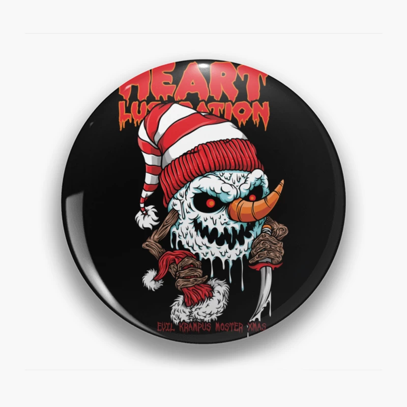 Horror Christmas Snowman with Krampus Theme Pin