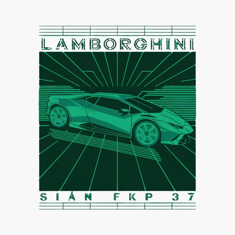 Retro Green Lamborghini Sian FKP 37 Sports Car Poster Cotton Tote Bag