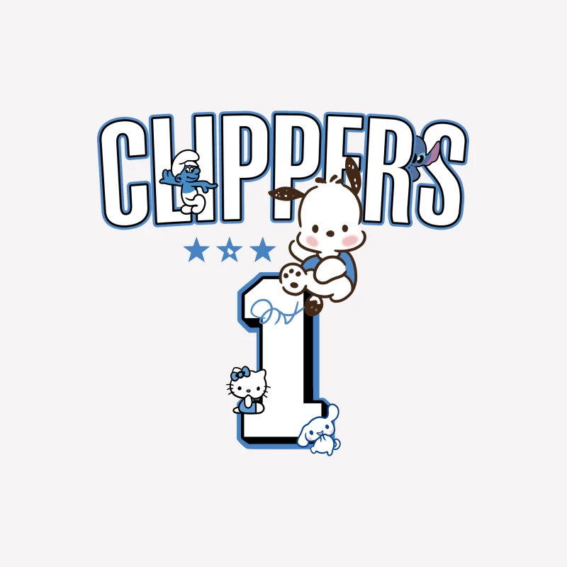 Niedliche Charaktere und Clippers-Design Herren T-Shirt
