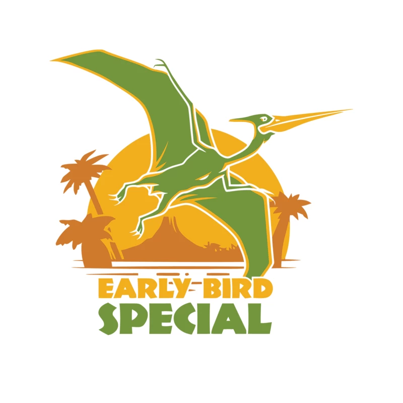 Prehistoric Early Bird Special: Pterodactyl Sunrise Design Tapestry