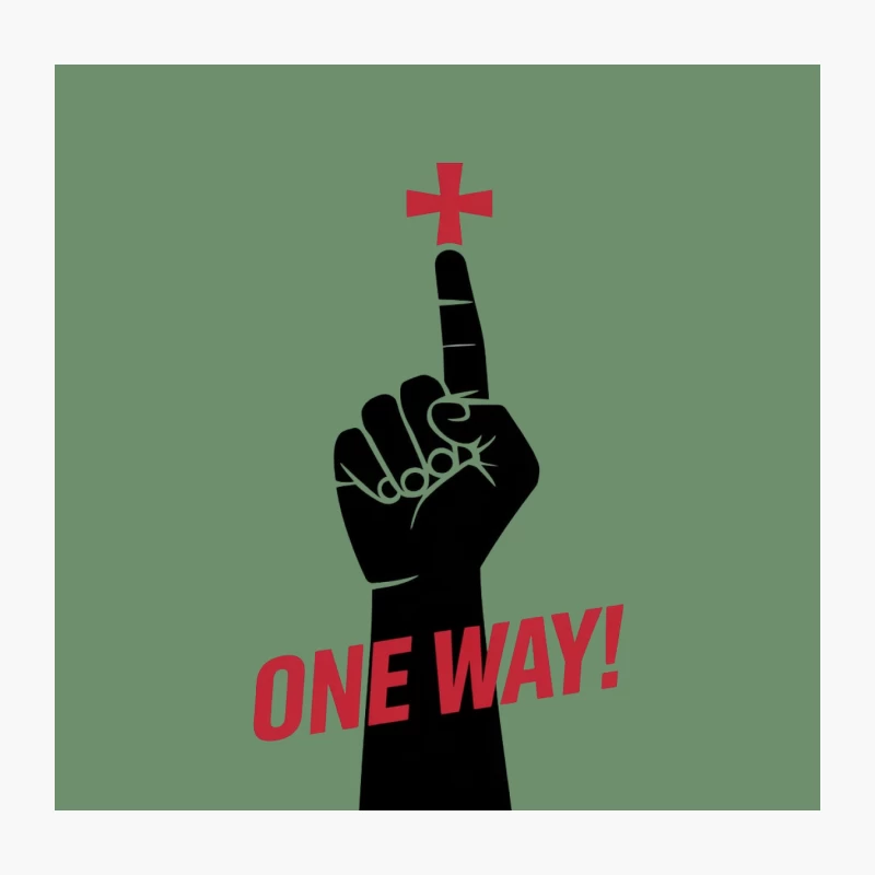 Religious Hand Gesture Pointing One Way with Cross Symbol Throw Pillow