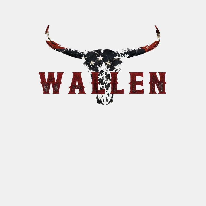 American Patriotic Western "Wallen" Logo with Flag-Patterned Bull Skull Male Tank Top