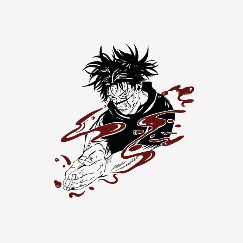 Anime-Charakter mit rotem Effekt Herren T-Shirt