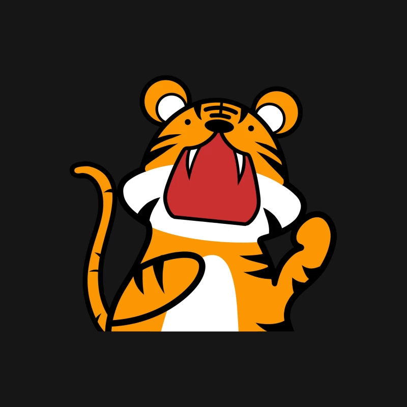 Fröhlicher Tiger-Maskottchen-Design Herren T-Shirt