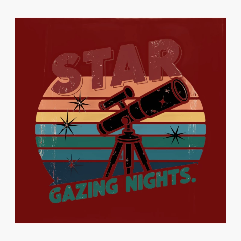 Retro Star Gazing Nights with Telescope Throw Pillow