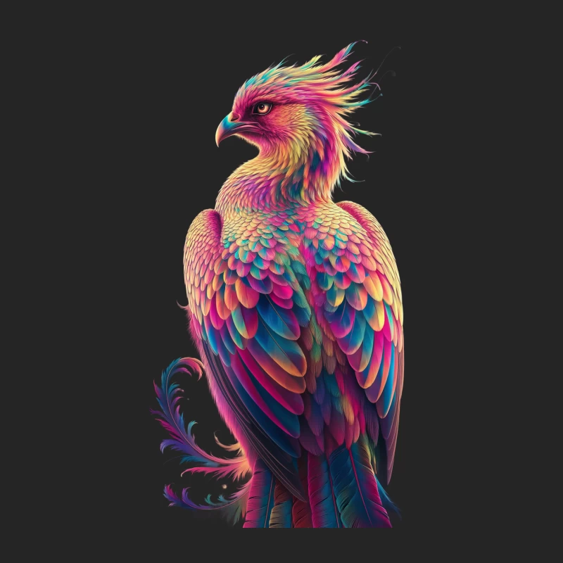 Vibrant Phoenix: A Colorful Fantasy Bird Illustration Female Pullover Sweatshirt