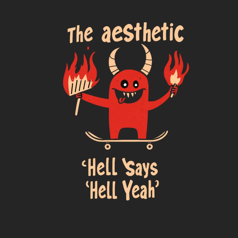 Playful Skateboarding Devil: An Aesthetic Humor Illustration Female Pullover Sweatshirt