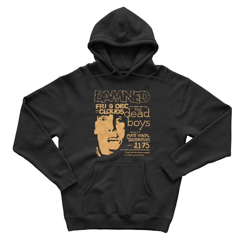 Vintage Concert Poster for The Damned with Clouds and Dead Boys - December 9th Male Pullover Hoodie