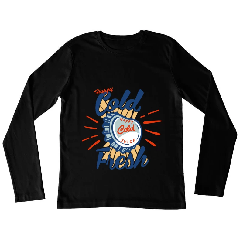 Frische kalte Saftkappe Grafik Damen Langarm T-Shirt