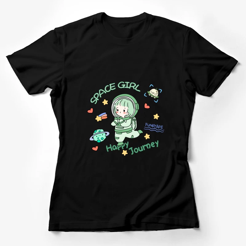 Fröhliche Reise mit Weltraummädchen Damen T-Shirt