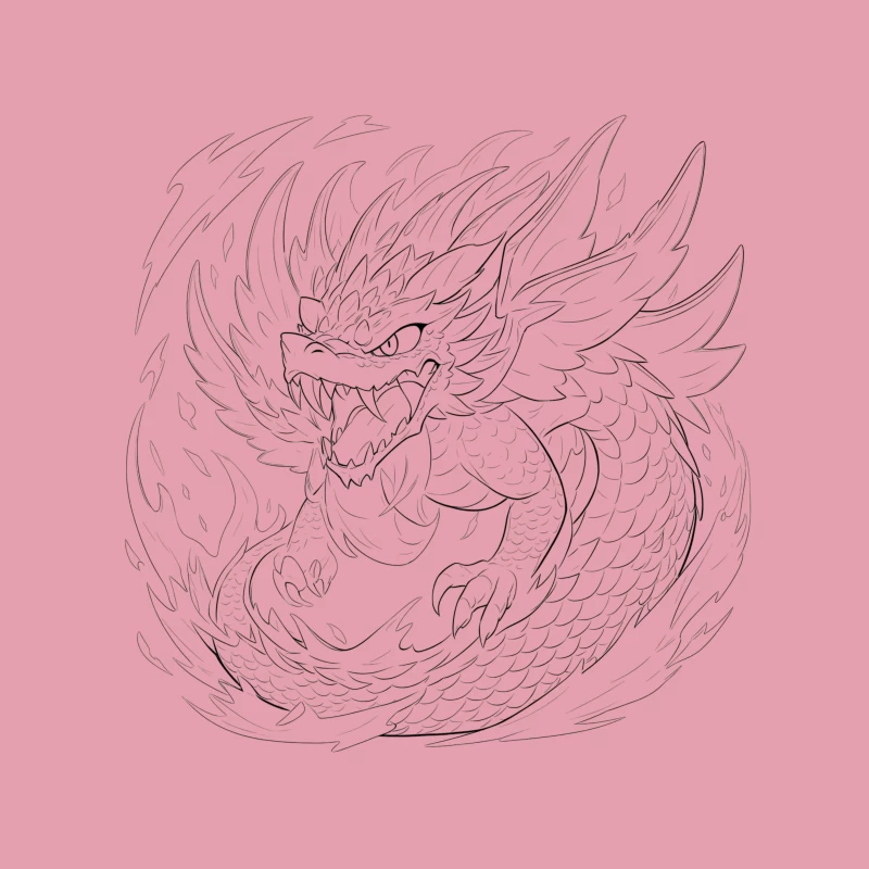 Fierce Dragon Breathing Flames Tapestry