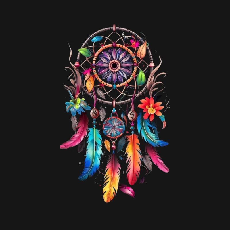 Colorful Dreamcatcher with Feathers and Flowers Male Long Sleeve T-Shirt